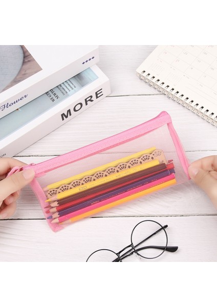 Typeb-Siyah Stil 1 Adet Moda Şeffaf Izgara Fermuar Kalem Kutusu Örgü Kalem Çantası Kozmetik Depolama Kırtasiye Makyaj Kozmetik Çanta Bozuk Para Cüzdanı (Yurt Dışından) indirimleri