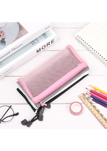 Typea-Kırmızı Stili 1 Adet Moda Şeffaf Izgara Fermuar Kalem Kutusu Örgü Kalem Çantası Kozmetik Depolama Kırtasiye Makyaj Kozmetik Çanta Bozuk Para Cüzdanı (Yurt Dışından) fırsatları