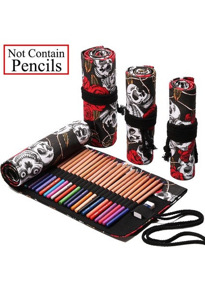 W Stili 36 Delik Kalem Kutusu Okul Malzemeleri Sanat Kalem Çantası Kılıfı Tuval Kalem Sarma Rulo Makyaj Kozmetik Fırça Kalem Depolama Kırtasiye Öğrenci (Yurt Dışından)