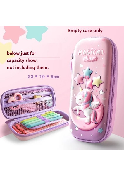 Robot Stili 3D Kalem Kutusu Eva Saklama Kutusu Güzel Pembe Unicorn Karikatür Kalem Çantası Okul Oğlan Kız Kawaii Kırtasiye Hediye Kılıfı Silgi Tutucu (Yurt Dışından)
