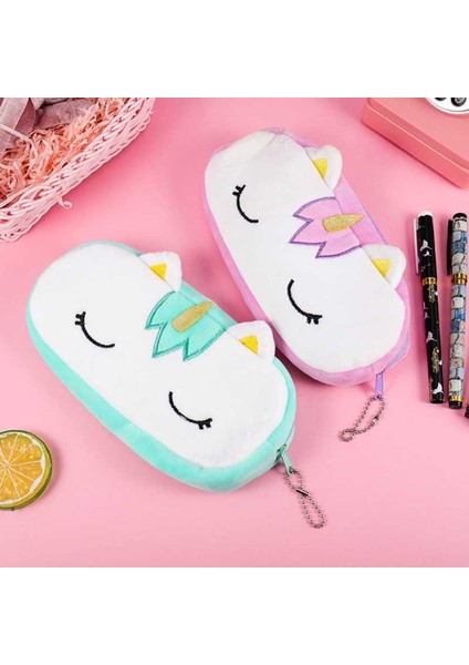 Mavi Stil Sevimli Peluş Unicorn Kalem Kutusu Okul Kalem Kutuları Kırtasiye Kalem Kutusu Kawaii Çanta Erkek Kız Okul Malzemeleri Için Bozuk Para Cüzdanı (Yurt Dışından) indirimleri