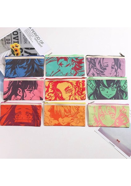 H06 Stili Anime Demon Slayer Kimetsu Hiçbir Yaiba Kamado Tanjirou Kalem Kutusu Sevimli Tuval Fermuarlı Kalem Çantası Kalem Kutusu Çocuklar Kırtasiye Hediye (Yurt Dışından)