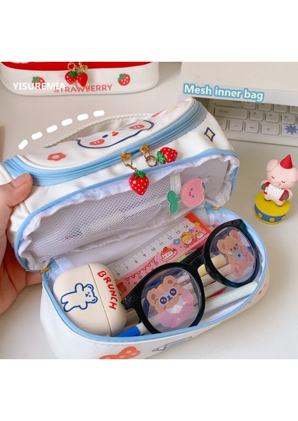 Yeşil Stil Yisuremia Yeni Kawaii Kalem Çantası Kalem Kutuları 2 Katmanlı Yüksek Kapasiteli Kalemler Kılıfı Ücretsiz 1 Adet Kendi Başına Yap Çıkartma Okul Kırtasiye Kız Hediye (Yurt Dışından) indirimleri