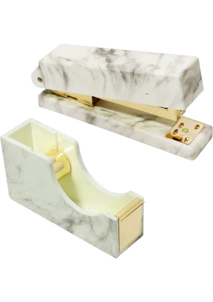 1 Takım Stili Gold Rose Gold Mermer Zımba + Bant Koltuk Takımı Pratik Kırtasiye Ofis Seti Doğum Günü Veya Noel Hediyesi Masaüstü Arkadaşı (Yurt Dışından)