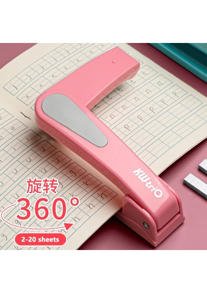 Pembe Stil 360 Döndürme Ağır Hizmet Zımbası Kullanım Taples Zahmetsiz Uzun Zımba Okul Kağıt Zımbası Ofis Ciltleme Malzemeleri (Yurt Dışından) modelleri