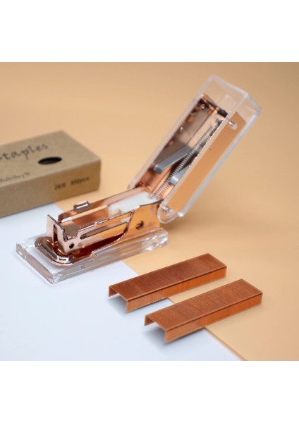 Gül Altın Tarzı Mini Şeffaf Gül Altın Zımba Ofis Ev Okul Ciltleme Malzemeleri Kawaii Küçük Zımba Metal Kırtasiye Nefis Zımba (Yurt Dışından) modelleri