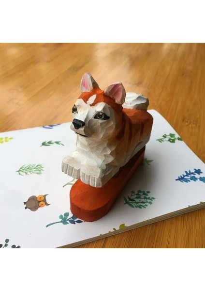 Sarı Stil El Yapımı Hayvan Şekli Mini Zımba Ofis Yaratıcı Ahşap Kırtasiye Günlük Zımba Beyaz Kaz Balık Sincap Köpek Kedi Desen (Yurt Dışından)