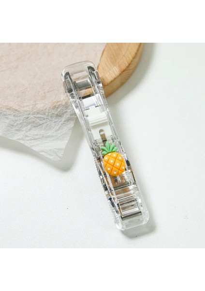 Ananas Tarzı Şeffaf Sevimli Kırtasiye Zımba Kitap Ciltleme Makinesi Tek Parmakla Dokunuşla Zımbalama Yeniden Kullanılabilir Zımba Okul Ofis Aksesuarları (Yurt Dışından)