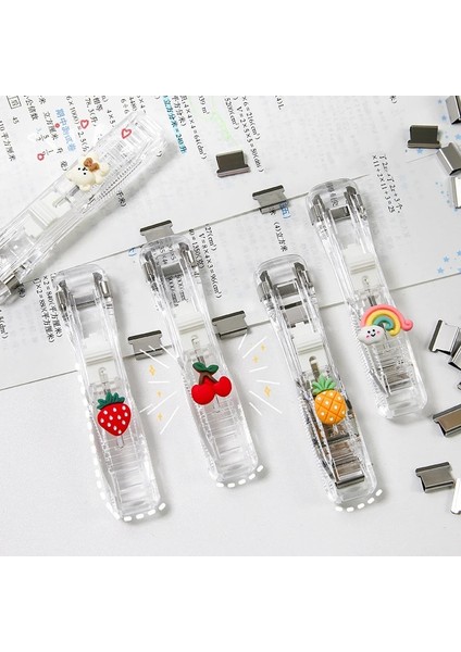 Ananas Tarzı Şeffaf Sevimli Kırtasiye Zımba Kitap Ciltleme Makinesi Tek Parmakla Dokunuşla Zımbalama Yeniden Kullanılabilir Zımba Okul Ofis Aksesuarları (Yurt Dışından) fırsatları