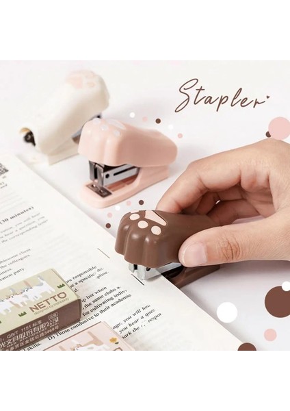 Kahverengi Tarzı Taşınabilir Mini Zımba Seti Forstaples Sevimli Kedi Pençe Kağıt Binder Kırtasiye Ofis Ciltleme Araçları Okul Malzemeleri (Yurt Dışından) modelleri