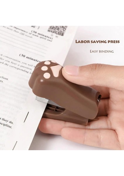 Kahverengi Tarzı Taşınabilir Mini Zımba Seti Forstaples Sevimli Kedi Pençe Kağıt Binder Kırtasiye Ofis Ciltleme Araçları Okul Malzemeleri (Yurt Dışından) fırsatları