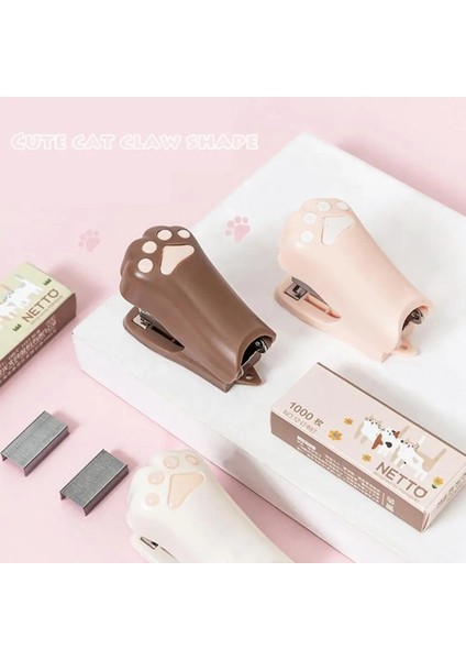 Kahverengi Tarzı Taşınabilir Mini Zımba Seti Forstaples Sevimli Kedi Pençe Kağıt Binder Kırtasiye Ofis Ciltleme Araçları Okul Malzemeleri (Yurt Dışından) indirimleri