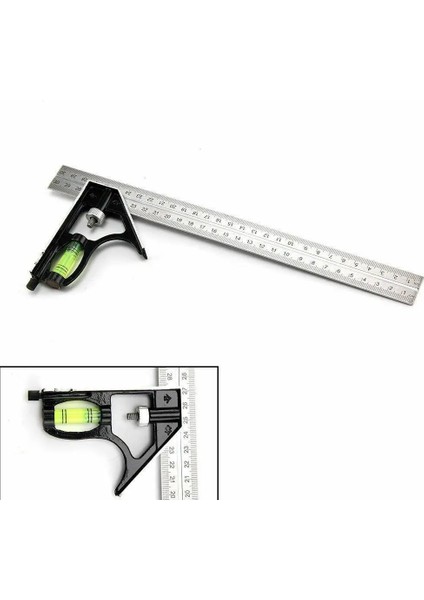 Kare Cetvel Seti (12") Ayarlanabilir Mühendis Kombinasyonu Deneyin Yok Dik Açı Cetvel, Su Terazisi ve Scriber ile Yeni (Yurt Dışından)