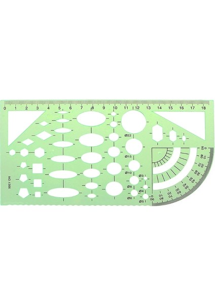 NO.4306 Tarzı Yeşil Plastik Daireler Geometrik Şablon Cetvel Stencil Ölçme Aracı Öğrenciler (Yurt Dışından)