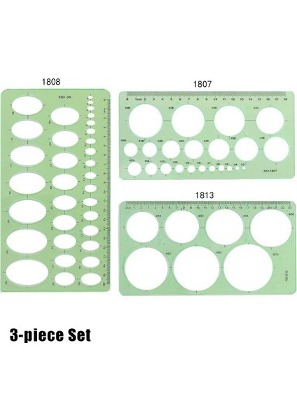 3 Adet Yuvarlak Stil Geometrik Çizim Şablonu Seti Şerit Ölçme Cetveli Tasarım Ofisi Için Şeffaf Plastik Çok Amaçlı Çizim Cetvel (Yurt Dışından)