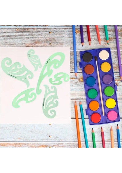 6 Adet Çizim Şablonu Stencil Geometrik Şablonlar Çoklu Şekiller Çizim Araçları Çok Fonksiyonlu Tasarım Çizim Cetvel (Yurt Dışından) modelleri