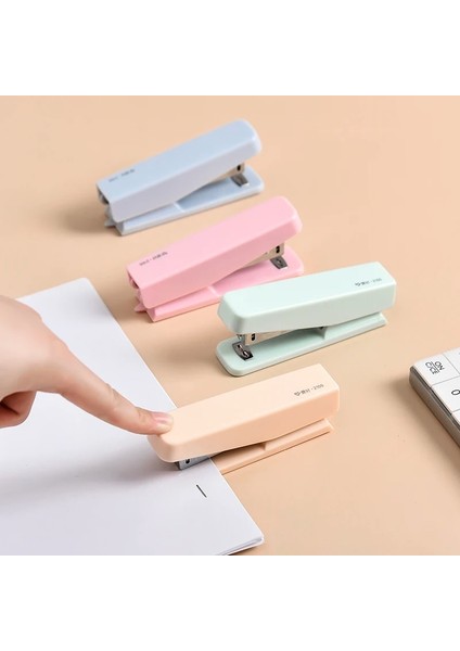 Pembe Tarzı Saf Renk Taşınabilir Mini Zımba Zımba Seti 10 # Kırtasiye Ofis Ciltleme Aracı Okul Bağlayıcı Öğretmen Hediye F146 (Yurt Dışından)