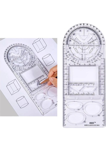 Lise Tarzı Okul Ofis Malzemeleri Için Çok Fonksiyonlu Geometrik Cetvel Çizim Şablonu Ölçme Aracı Kare Ölçer Açı (Yurt Dışından)