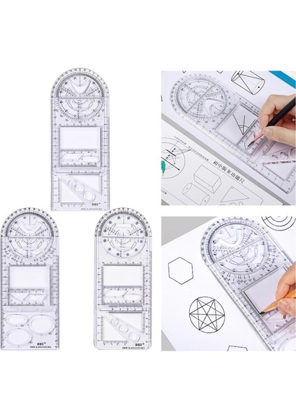 Lise Tarzı Okul Ofis Malzemeleri Için Çok Fonksiyonlu Geometrik Cetvel Çizim Şablonu Ölçme Aracı Kare Ölçer Açı (Yurt Dışından) fiyatları