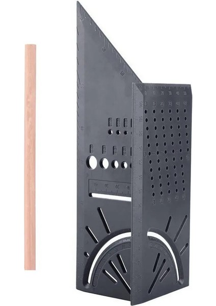 Çok Fonksiyonlu Kare 45 Derece 90 Derece Cetvel 3D Ağaç Işleme Durdurma Tipi Gösterge Durma Noktası Cetvel Açı Ölçümü Kare Cetvel (Yurt Dışından)