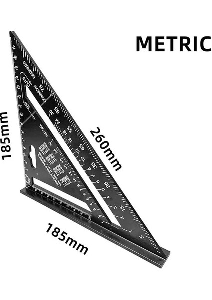 Siyah Metrik Stili Açı Cetvel 7 Inç Metrik Alüminyum Alaşım Üçgen Ölçme Cetvel Doğrama Hız Kare Üçgen Açı Iletki Ölçme (Yurt Dışından)