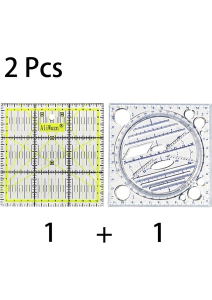 2 Karışık Set Stili Çok Işlevli Dönebilen Çizim Şablonu Sanat Tasarım Inşaat Mimar Stereo Geometri Daire Çizimi Ölçme Ölçeği Cetvel (Yurt Dışından)