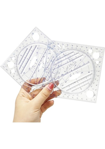 2 Karışık Set Stili Çok Işlevli Dönebilen Çizim Şablonu Sanat Tasarım Inşaat Mimar Stereo Geometri Daire Çizimi Ölçme Ölçeği Cetvel (Yurt Dışından) fırsatları