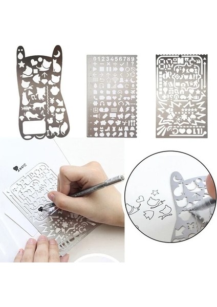 Web Stili Stili Taşınabilir Paslanmaz Çelik Şablonlar Içi Boş Cetvel Seyahat Günlüğü Defter Çizim Dıy Aracı (Yurt Dışından) fiyatları