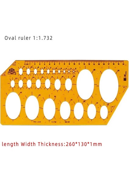 K-101 Stili Dairesel Oval Cetvel Dayanıklı K Reçine Çizim Tasarımı Mobilya Mimarı Şablon Çizimi Cetvel Şablonu Ölçüm Cetveli (Yurt Dışından)
