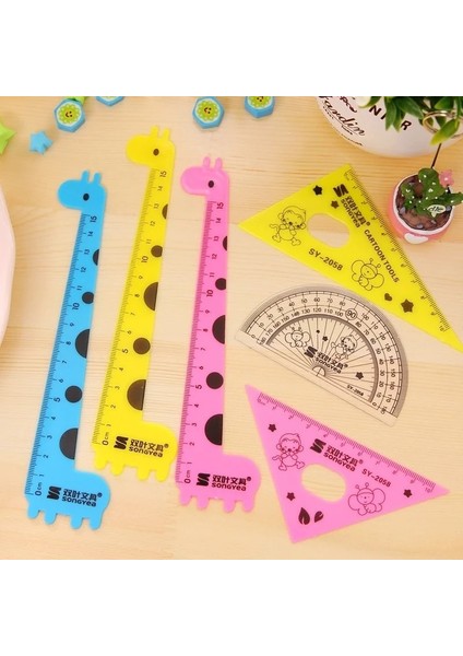 Yeşil Stil Et Zürafa Cetvel Seti Üçgen Plaka Öğrenci Cetvel Ölçme Seti Kırtasiye Okul Ofis Malzemeleri Kawaii Aksesuarları (Yurt Dışından) fiyatları