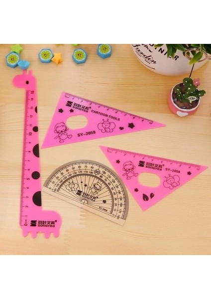 Yeşil Stil Et Zürafa Cetvel Seti Üçgen Plaka Öğrenci Cetvel Ölçme Seti Kırtasiye Okul Ofis Malzemeleri Kawaii Aksesuarları (Yurt Dışından) modelleri