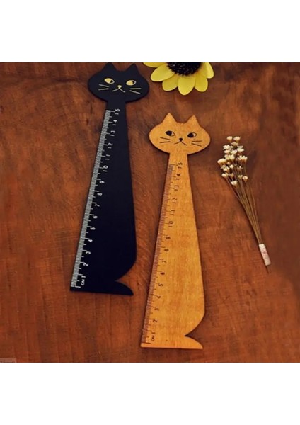 Siyah Stil 2 Adet Yenı Vintage Sevimli Şanslı Kedi Ahşap Cetvel Imi 15 cm Ahşap Düz Cetvel Öğrencilerin Dıy Araçları (Yurt Dışından) fiyatları