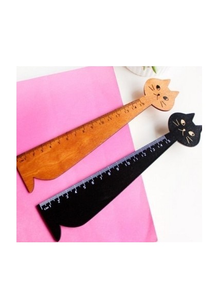 Siyah Stil 2 Adet Yenı Vintage Sevimli Şanslı Kedi Ahşap Cetvel Imi 15 cm Ahşap Düz Cetvel Öğrencilerin Dıy Araçları (Yurt Dışından) modelleri