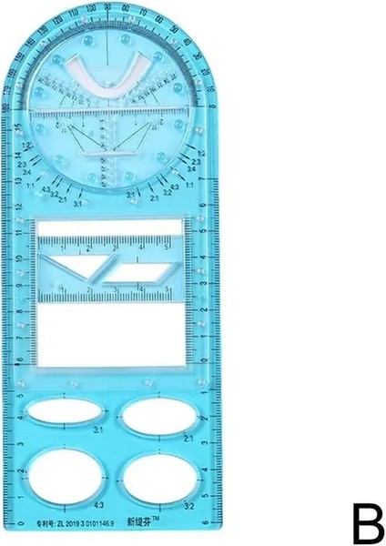 B Tarzı Çok Fonksiyonlu Geometrik Cetvel Geometrik Çizim Şablonu Okul Ofis Mimarisi Tedarik Cetvelleri Için Ölçme Aracı (Yurt Dışından)