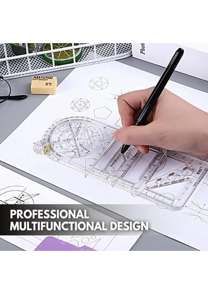 C Stili 2021 Yeni Çok Fonksiyonlu Geometrik Cetvel Çizim Cetvel Geometrik Çizim Şablonu Ölçme Aracı Plastik Taslak Cetveller Okul Için (Yurt Dışından) modelleri