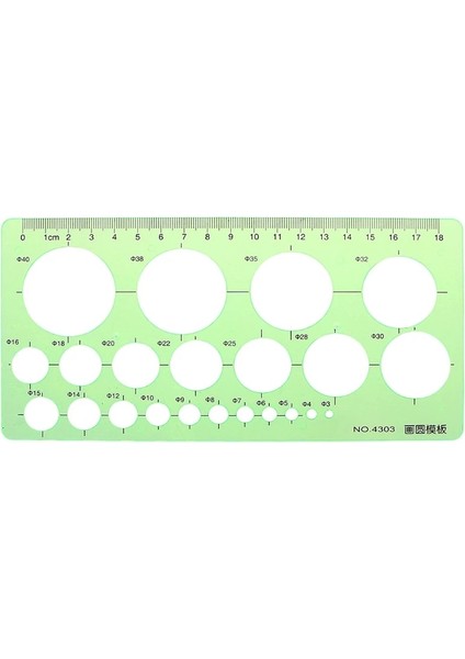 NO.4303 Tarzı Yeşil Plastik Daireler Geometrik Şablon Cetvel Stencil Ölçme Aracı Öğrenciler (Yurt Dışından)