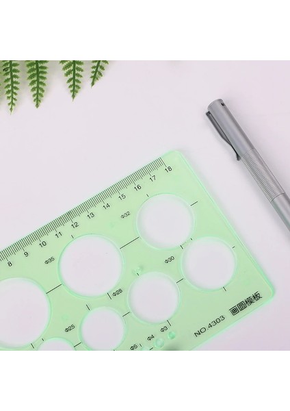 NO.4303 Tarzı Yeşil Plastik Daireler Geometrik Şablon Cetvel Stencil Ölçme Aracı Öğrenciler (Yurt Dışından) fiyatları