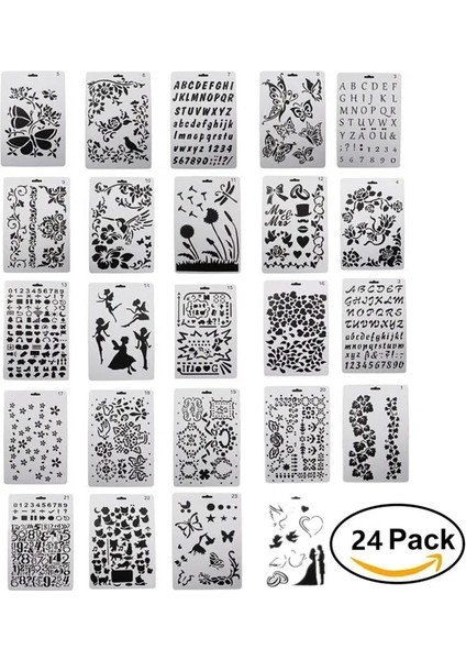 24 Sayfa Stili Diy Scrapbooking ve Çocuklar Için Şablonlar Oluşturma, Noel Tema Çizim Boyama Şablon Seti, 26CM x 17.5cm (Yurt Dışından)