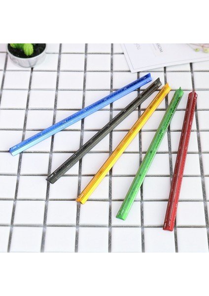 Büyük Mavi Pro 15CM Stili Tutu Yüksek Li Renkli 15CM Alüminyum Üçgen Cetvel Alüminyum 1:20 - 1:600 ​​alaşımlı Metal Cetvel Regua Desenho H0003 (Yurt Dışından) indirimleri