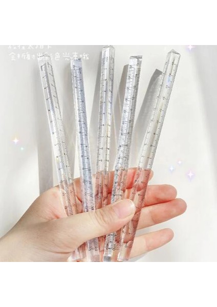 Lear Güneşte Lazer Glitter Üçgen Cetvel Düz Kenar Öğrenci Matematik Çalışma Ölçme Çizim Kırtasiye (Yurt Dışından)