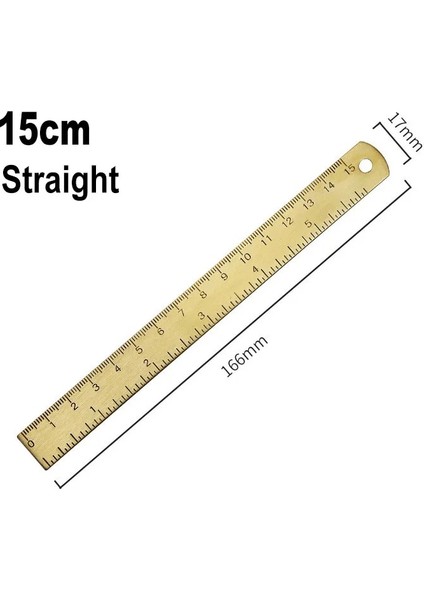 15CM Düz Stil 12CM 15CM 18CM Çift Ölçekli Metal Pirinç Düz Cetvel cm Inç Ofis Okul Matematik Sanat Tasarım Öğrenci Sınavı Ölçme Çizim Aracı (Yurt Dışından)