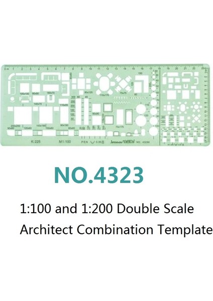 4324 Stili Yok 1:100 ve 1:200 Çift Ölçekli Şablon Mimar Kombinasyonu Çoklu Tasarım Stencil Sembolleri Teknik Çizim Çizim No. (Yurt Dışından) modelleri