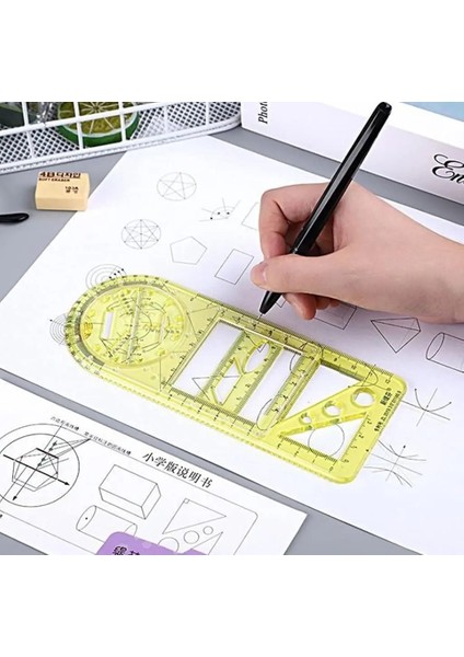 D Stili 2021 Yeni Çok Fonksiyonlu Geometrik Cetvel Çizim Cetvel Geometrik Çizim Şablonu Ölçme Aracı Plastik Taslak Cetveller Okul Için (Yurt Dışından) indirimleri