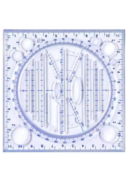 Mavi Stil Hassas Ölçekli Cetvel Yuvarlak Köşe Plastik Geniş Uygulama Geometrik Cetvel Çizim Araçları (Yurt Dışından)