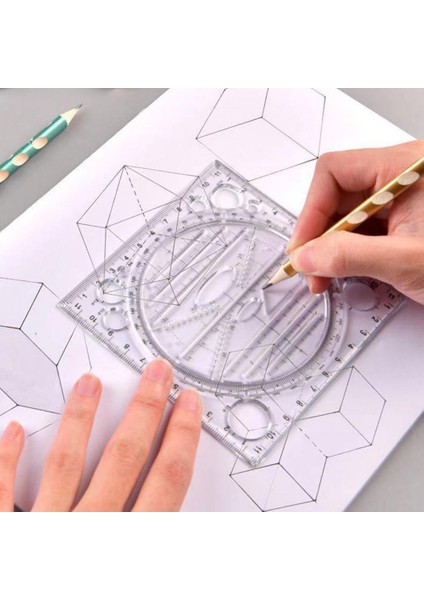 Mavi Stil Hassas Ölçekli Cetvel Yuvarlak Köşe Plastik Geniş Uygulama Geometrik Cetvel Çizim Araçları (Yurt Dışından)