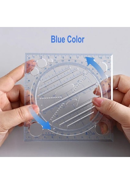 Mavi Renk Stili Çok Işlevli Dönebilen Çizim Şablonu Cetvel Matematik Stereo Geometrik Elips Daire Sanat Tasarımı Çizimi Ölçme Aracı (Yurt Dışından)