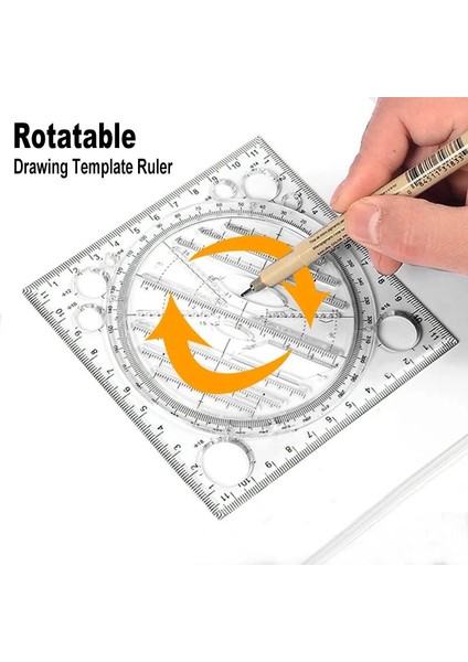 Mavi Renk Stili Çok Işlevli Dönebilen Çizim Şablonu Cetvel Matematik Stereo Geometrik Elips Daire Sanat Tasarımı Çizimi Ölçme Aracı (Yurt Dışından) modelleri