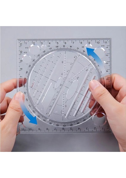 Mavi Renk Stili Çok Işlevli Dönebilen Çizim Şablonu Cetvel Matematik Stereo Geometrik Elips Daire Sanat Tasarımı Çizimi Ölçme Aracı (Yurt Dışından) fırsatları