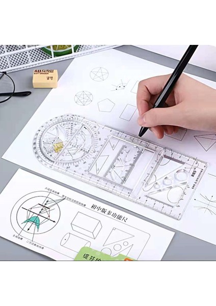 Blue2 Stili Çok Fonksiyonlu Geometrik Şablon Cetvel Çizim Cetvel Hareketli Ölçme Aracı Okul Ofis Cetvel Malzemeleri (Yurt Dışından) fırsatları