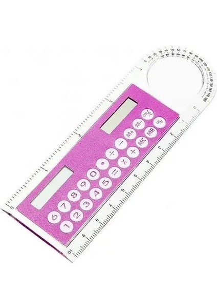 Pembe Tarzı Evrensel Kullanışlı Çok Işlevli Mini Güneş Şeffaf Cetvel Hesap Makinesi ile Büyüteç Öğrenci Okul Malzemeleri Ofis Için (Yurt Dışından)